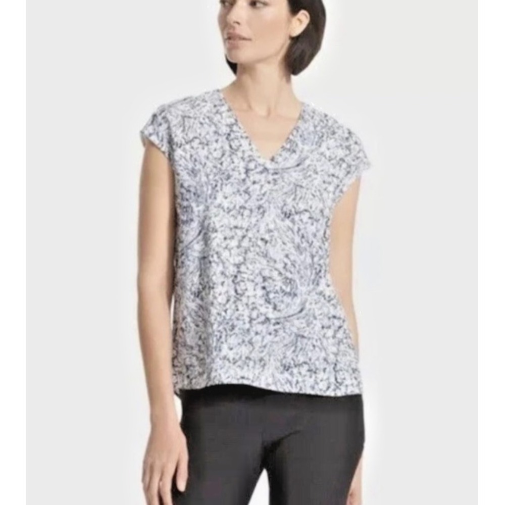 MM Lafleur New York‎ Women's XS Townsend Top Indigo Marble Oversize
